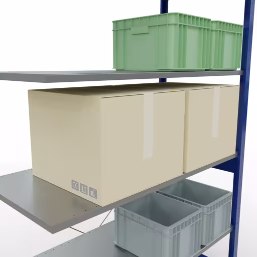 Anbauregal, Fachbodenregal Stecksystem MULTIplus150, 2500 x 1300 x 600 mm (HxBxT), 6 Fachböden, Kreuzstrebe, RAL 5010 enzianblau/verzinkt mit der Artikelnr. 12766-130-B Anbauregal, Fachbodenregal Stecksystem MULTIplus150, 2500 x 1300 x 600 mm (HxBxT), 6 Fachböden, Kreuzstrebe, RAL 5010 enzianblau/verzinkt von Schulte Lagertechnik aus der Kategorie Stecksystem