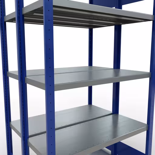Image supplémentaire de l'article Étagère de base, étagère double, système d'étagères enfichable MULTIplus250, 2000 x 1000 x (2x400) mm, 2x5 étagères, RAL 5010 bleu gentiane à partir d'étagères doubles