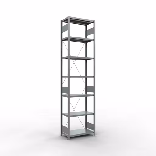 Scaffale base, scaffale, sistema a innesto MULTIplus250, 3000 x 750 x 400 mm (AxLxP), 7 ripiani, traversa, zincato della marca Schulte Lagertechnik della gamma dei sistemi a innesto