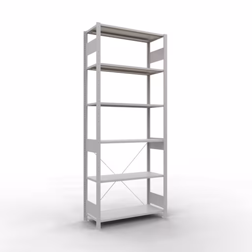 Figure n° 15 de l'article étagère de base, système d'étagères enfichables MULTIplus85, 2500 x 1000 x 400 mm, 6 étagères, traverse, gris clair RAL 7035 du groupe de produits système enfichable de la marque Schulte Lagertechnik