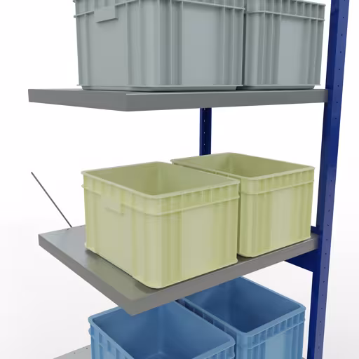 Figure n° 14 de l'article, Étagère MULTIplus250 système enfichable, 2500 x 750 x 600 mm, 6 étagères, RAL 5010 bleu gentiane/galvanisé/galvanisé du groupe de produits système enfichable de Schulte Lagertechnik