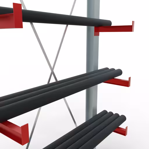 Figura n. 11 dell'articolo Scaffale completo K 3000, unilaterale, 2500 x 1300 x 400 mm, RAL 7001 / RAL 3000, 5 livelli di stoccaggio del gruppo di prodotti scaffalature cantilever della marca Schulte Lagertechnik
