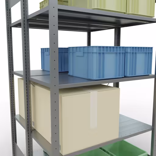 Image du produit n° 13 de l'article étagère de base, étagère double, étagère système enfichable MULTIplus150, 2000 x 1000 x (2x500) mm (HxLxP), 2x5 étagères, traverse, galvanisé Figure n° 13 de l'article étagère de base, étagère double, système d'étagères enfichables MULTIplus150, 2000 x 1000 x (2x500) mm, 2x5 étagères, galvanisées du groupe de produits étagères de la marque Schulte Lagertechnik