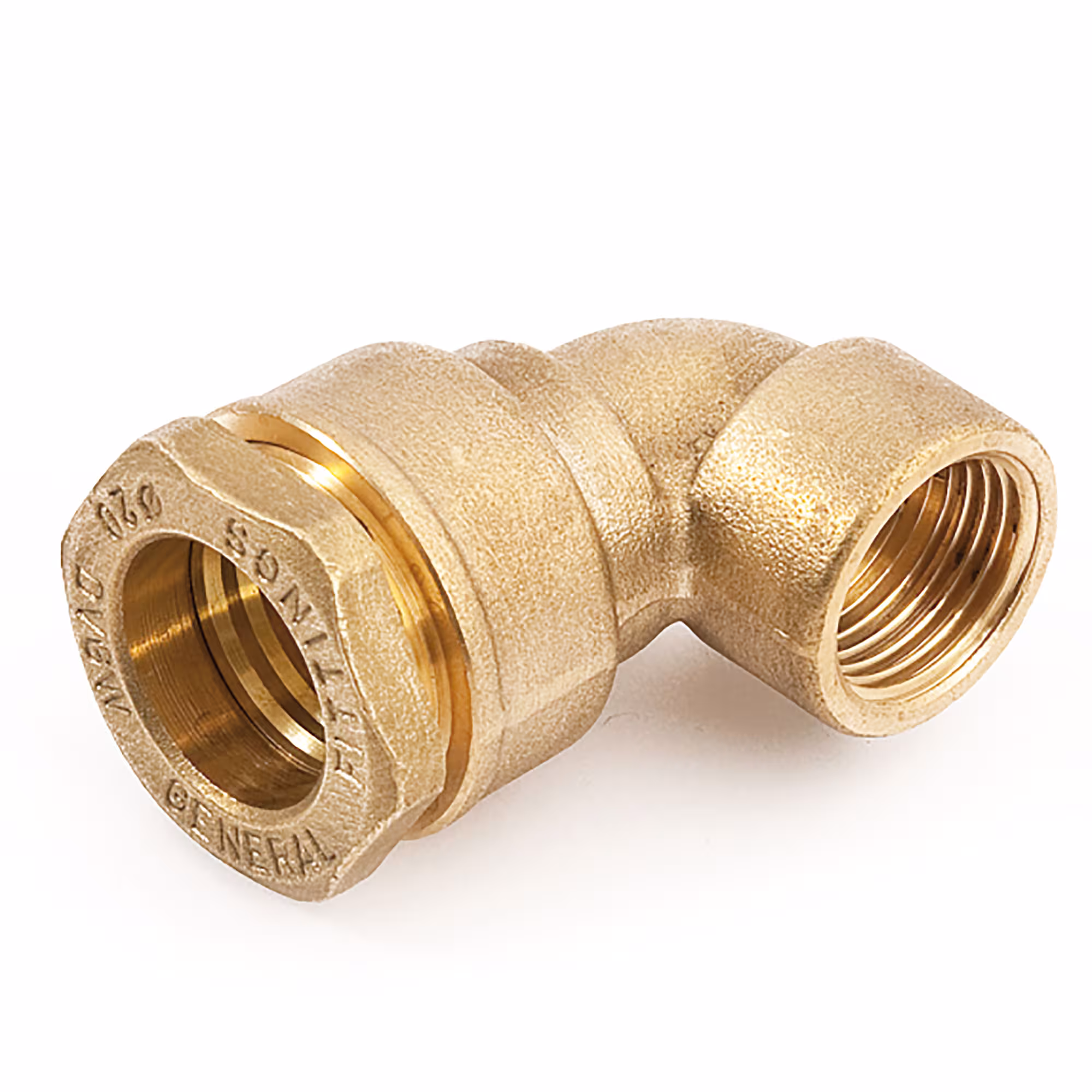 PE angolare ottone 25 mm 3/4" IT di General Fittings Angolo con passaggio dal tubo PE alla filettatura interna, raccordi in ottone per tubi PE, art. 480022H052500A