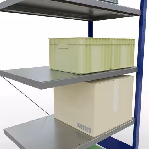 Figure n° 8 de l'article étagère complémentaire, étagère à étagères, système enfichable MULTIplus330, 2000 x 1000 x 600 mm, 5 étagères, traverse, RAL 5010 bleu gentiane/galvanisé du groupe de produits système enfichable de Schulte Lagertechnik
