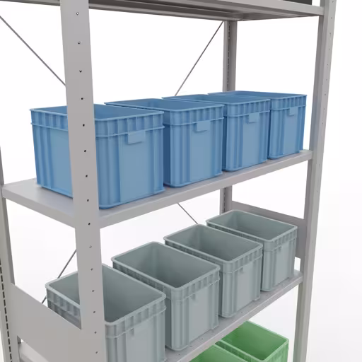 Image du produit n° 16 de l'article étagère de base, étagère, système enfichable MULTIplus85, 3000 x 1000 x 400 mm (HxLxP), 7 étagères, traverse, RAL 7035 gris clair Figure n° 16 de l'article étagère de base, étagère, système enfichable MULTIplus85, 3000 x 1000 x 400 mm, 7 étagères, traverse, gris clair RAL 7035 du groupe de produits système enfichable de la marque Schulte Lagertechnik