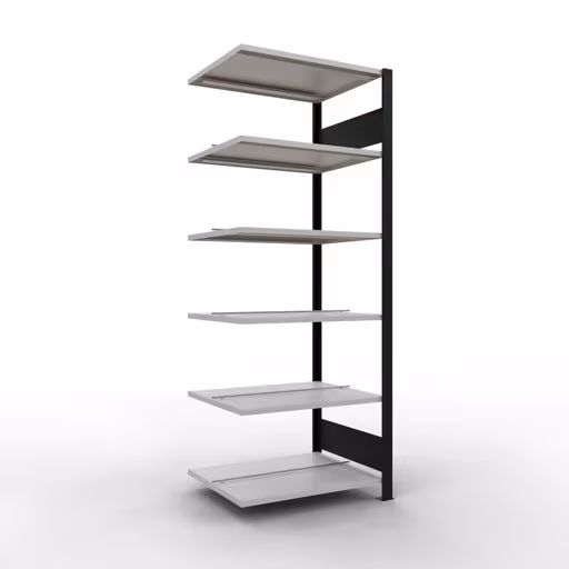 Figure n° 13 de l'article, étagère de bureau, système enfichable MULTIplus150, 2000 x 750 x 600 mm, 6 étagères, avec butée centrale, noir/gris clair du groupe de produits étagères de bureau de Schulte Lagertechnik.