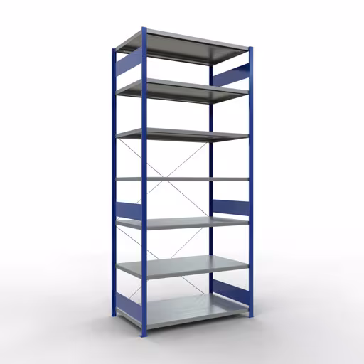 Étagère de base, étagère, système enfichable MULTIplus250, 3000 x 1300 x 800 mm, 7 étagères, RAL 5010 bleu gentiane/galvanisé de la marque Schulte Lagertechnik de la gamme de produits du système enfichable