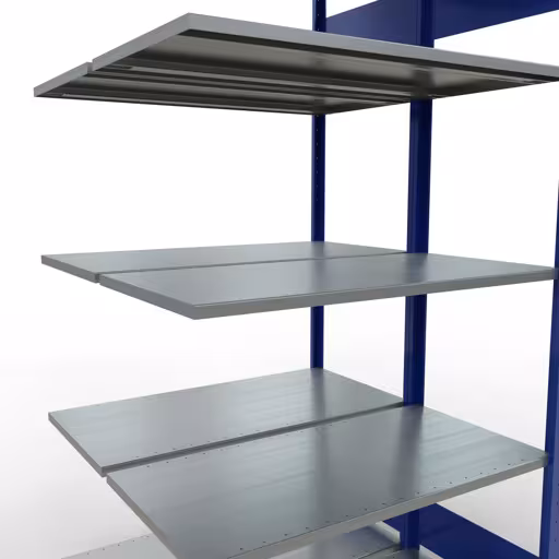Image du produit n° 7 de l'article étagère supplémentaire, étagère double, étagère à étagères, système enfichable MULTIplus150, 2000 x 1000 x (2x500) mm, 2x5 étagères, RAL 5010 bleu gentiane de la gamme d'étagères de Schulte Lagertechnik