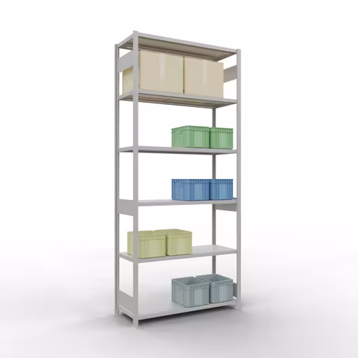 Figure n° 14 de l'article étagère de base, système d'étagères enfichables MULTIplus250, 3000 x 1300 x 500 mm, 7 étagères, gris clair RAL 7035 du groupe de produits système enfichable de Schulte Lagertechnik