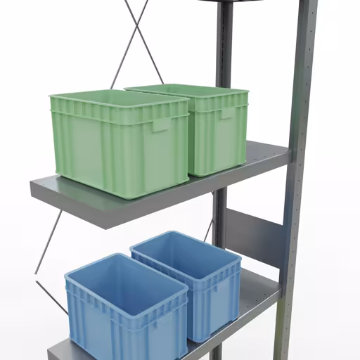 , système d'étagères enfichables MULTIplus250, 3000 x 750 x 300 mm, 7 étagères, galvanisées de Schulte Lagertechnik de la gamme de produits de systèmes enfichables