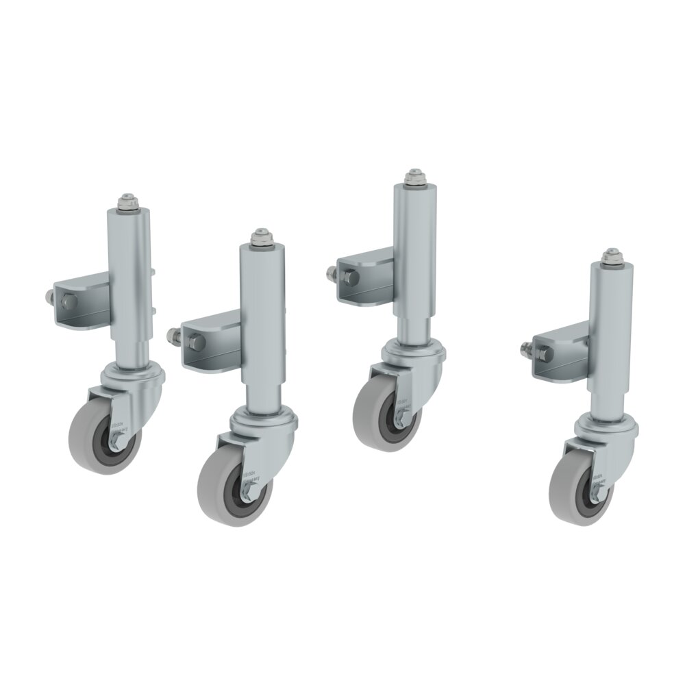 Rouleaux de frein à ressort Munk pour plateformes de travail à 3-4 marches, version renforcée de Günzburger Steigtechnik Roulettes à frein à ressort Munk pour plateformes de travail à 3-4 marches, version renforcée, de la catégorie « Escalier de plateforme », référence 050069