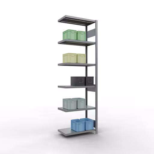 Abbildung Nr 13 des Artikels Anbauregal, Fachbodenregal Stecksystem MULTIplus250, 2500 x 750 x 400 mm (HxBxT), 6 Fachböden, Längenriegel, verzinkt aus der Produktgruppe Stecksystem von der Marke Schulte Lagertechnik
