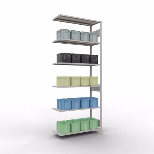 Image supplémentaire de l'article Rayonnage supplémentaire, étagère, système enfichable MULTIplus150, 2500 x 1000 x 400 mm, 6 étagères, RAL 7035 gris clair à partir d'une étagère supplémentaire