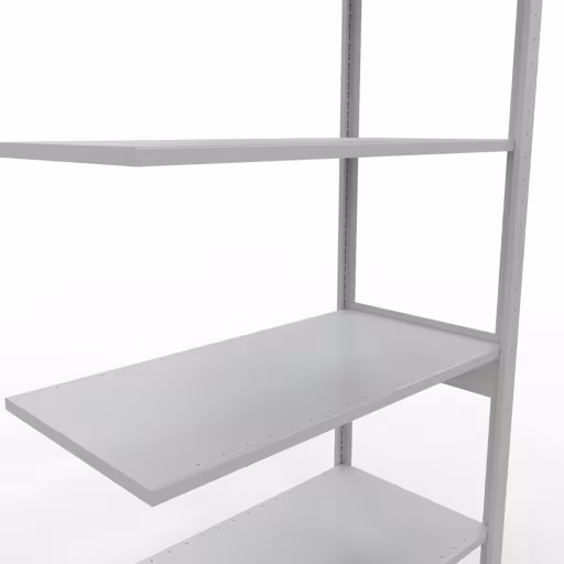 Étagère supplémentaire, étagère, système enfichable MULTIplus150, 2500 x 1000 x 500 mm (HxLxP), 6 étagères, barres de longueur, RAL 7035 gris clair avec le GTIN 4004514293138 Rayonnage supplémentaire, rayonnage à étagères, système enfichable MULTIplus150, 2500 x 1000 x 500 mm, 6 étagères, gris clair RAL 7035 de Schulte Lagertechnik avec le réf. 32656-LR