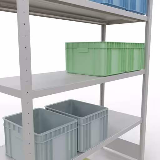 Figure n° 14 de l'article étagère de base, étagère, système enfichable MULTIplus250, 2000 x 1300 x 500 mm, 5 étagères, gris clair RAL 7035 du groupe de produits système enfichable de Schulte Lagertechnik