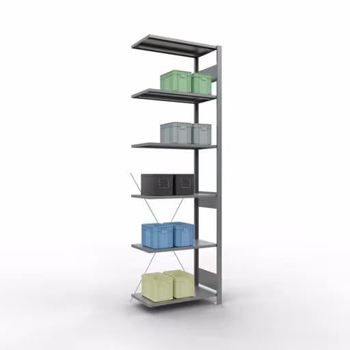 Immagine aggiuntiva dell'articolo Ripiano aggiuntivo, scaffale MULTIplus150 sistema a innesto, 2500 x 750 x 400 mm (AxLxP), 6 ripiani, traversa, zincato da ripiano aggiuntivo