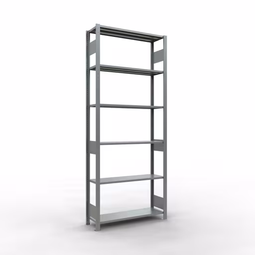 Représentation supplémentaire de l'article étagère de base, étagère à étagères, système enfichable MULTIplus150, 2500 x 1000 x 300 mm, 6 étagères, galvanisé à partir de l'étagère de base