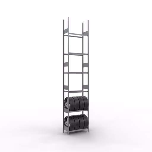 Figure n° 13 de l'article Rayonnage de base, rayonnage pour roues/pneus, 4500 x 900 x 400 mm, galvanisé, 6 niveaux de stockage avec une charge de compartiment de 150 kg par niveau du groupe de produits des rayonnages à étagères de Schulte Lagertechnik