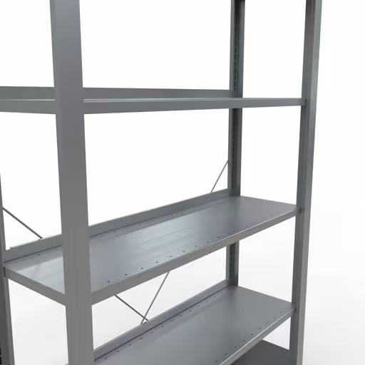 Produktbild Nr 11 des Artikels Grundregal, Büro-Fachbodenregal Stecksystem MULTIplus85, 2000 x 1000 x 300 mm (HxBxT), 6 Fachböden, Kreuzstrebe, verzinkt, mit Anschlagleiste Abbildung Nr 11 des Artikels Grundregal, Büro-Fachbodenregal Stecksystem MULTIplus85, 2000 x 1000 x 300 mm (HxBxT), 6 Fachböden, Kreuzstrebe, verzinkt, mit Anschlagleiste aus der Produktgruppe Büroregale von der Marke Schulte Lagertechnik