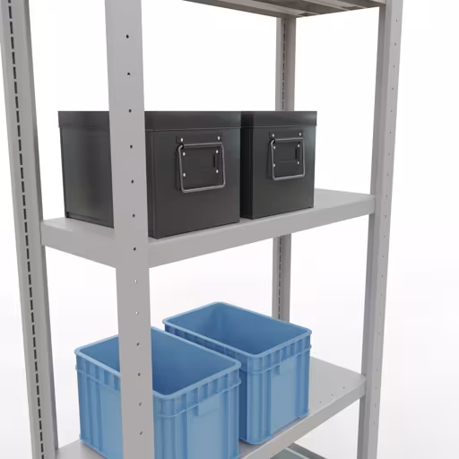 Étagère de base, étagère, système enfichable MULTIplus250, 2000 x 750 x 300 mm, 5 étagères, RAL 7035 gris clair de Schulte Lagertechnik de la catégorie système enfichable