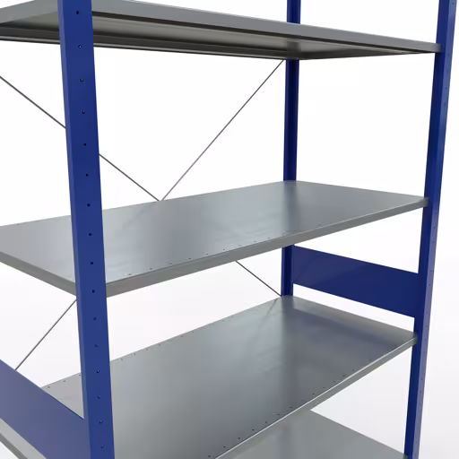 Immagine del prodotto n. 15 dell'articolo scaffale base, sistema a innesto per ripiani MULTIplus150, 3000 x 1300 x 600 mm, 7 ripiani, RAL 5010 blu genziana/zincato della gamma di prodotti per sistemi a innesto della marca Schulte Lagertechnik