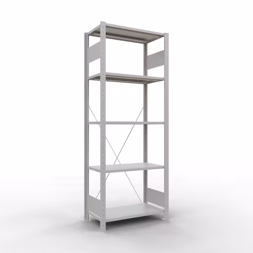 Étagère de base, étagère, système enfichable MULTIplus150, 2000 x 750 x 400 mm, 5 étagères, traverse, gris clair RAL 7035 de la marque Schulte Lagertechnik de la gamme de produits du système enfichable