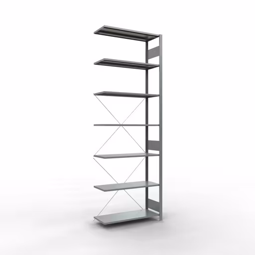 Scaffali aggiuntivi, scaffali, sistema a innesto MULTIplus85, 3000 x 1000 x 400 mm (AxLxP), 7 ripiani, traversa, zincato di Schulte Lagertechnik Scaffale aggiuntivo, scaffale, sistema a innesto MULTIplus85, 3000 x 1000 x 400 mm (AxLxP), 7 ripiani, traversa, zincato, ripiano aggiuntivo, articolo n. 13147