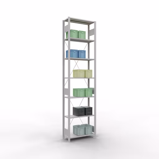Image du produit n° 14 de l'article étagère de base, étagère, système enfichable MULTIplus150, 3000 x 750 x 300 mm, 7 étagères, traverse, RAL 7035 gris clair de la gamme de produits du système enfichable de Schulte Lagertechnik