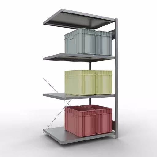 Scaffali aggiuntivi, scaffali, sistema a innesto MULTIplus330, 2000 x 1000 x 800 mm (AxLxP), 5 ripiani, traversa, zincato di Schulte Lagertechnik con l'articolo n. 13985