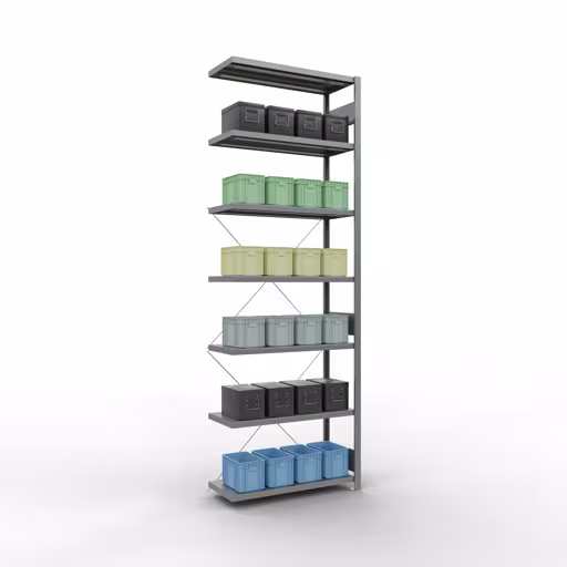 Scaffali aggiuntivi, scaffali, sistema a innesto MULTIplus330, 3000 x 1000 x 400 mm (AxLxP), 7 ripiani, traversa, zincato di Schulte Lagertechnik con l'articolo n. 13947