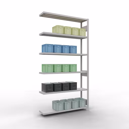 Figura n. 13 dell'articolo scaffale aggiuntivo, scaffale, sistema a innesto MULTIplus250, 2500 x 1300 x 300 mm, 6 ripiani, RAL 7035 grigio chiaro del gruppo di prodotti sistema a innesto della marca Schulte Lagertechnik
