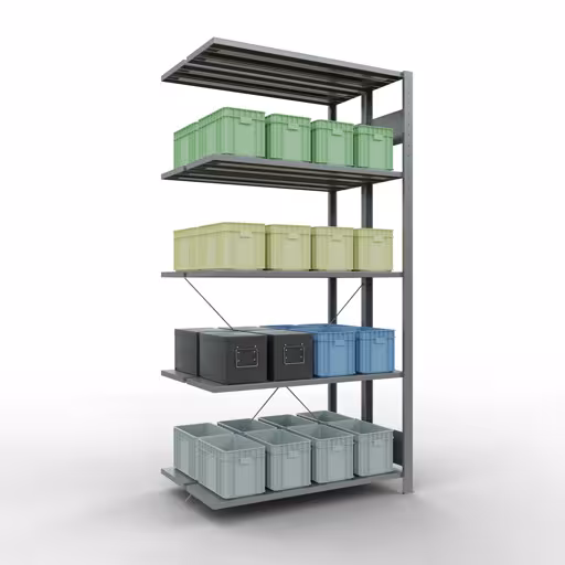 Scaffale aggiuntivo, scaffale doppio, sistema di scaffali MULTIplus150, 2000 x 1000 x (2x300) mm (AxLxP), 2x5 ripiani, traversa, zincato di Schulte Lagertechnik con l'articolo n. 13735