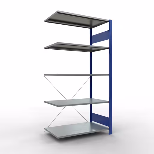 Étagère supplémentaire, étagère, système enfichable MULTIplus150, 2000 x 1000 x 600 mm (HxLxP), 5 étagères, traverse, RAL 5010/galvanisé, étagère supplémentaire, réf. 12665-B