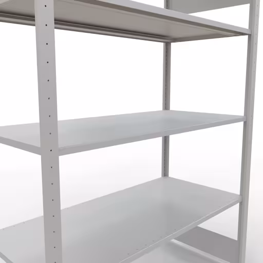 Image supplémentaire de l'article Étagère de base, étagère, système enfichable MULTIplus150, 2000 x 1300 x 600 mm, 5 étagères, barres de longueur, RAL 7035 gris clair Image supplémentaire de l'article Étagère de base, étagère, système enfichable MULTIplus150, 2000 x 1300 x 600 mm, 5 étagères, gris clair RAL 7035 à partir de l'étagère de base