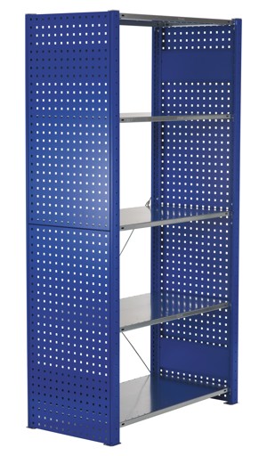 Panneau latéral perforé, 90 x 1250 x 800 mm (H x P), bleu gentiane RAL 5010 de Schulte Lagertechnik avec le numéro d'article : 35684-B