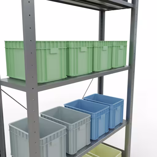 Immagine del prodotto n. 12 dell'articolo scaffale base, scaffale, sistema a innesto MULTIplus150, 2000 x 1000 x 300 mm (AxLxP), 5 ripiani, traversa, zincato Figura n. 12 dell'articolo scaffale base, scaffale, sistema a innesto MULTIplus150, 2000 x 1000 x 300 mm (AxLxP), 5 ripiani, traversa, zincato del gruppo di prodotti sistema a innesto della marca Schulte Lagertechnik