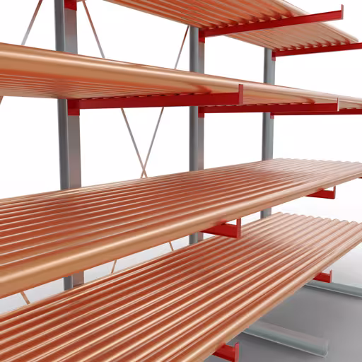 Produktbild Nr 9 des Artikels K 6000 Komplettregal, einseitig, 3000 x 4500 x 1250 mm, RAL 7001 / RAL 3000, 5 Lagerebenen Abbildung Nr 9 des Artikels K 6000 Komplettregal, einseitig, 3000 x 4500 x 1250 mm, RAL 7001 / RAL 3000, 5 Lagerebenen aus der Produktgruppe Kragarmregale von der Marke Schulte Lagertechnik