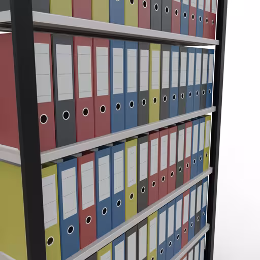 , système d'étagères de bureau MULTIplus85, 2300 x 1300 x 300 mm, 7 étagères, traverse, sans barre d'arrêt, noir/gris clair de Schulte Lagertechnik de la catégorie étagères de bureau
