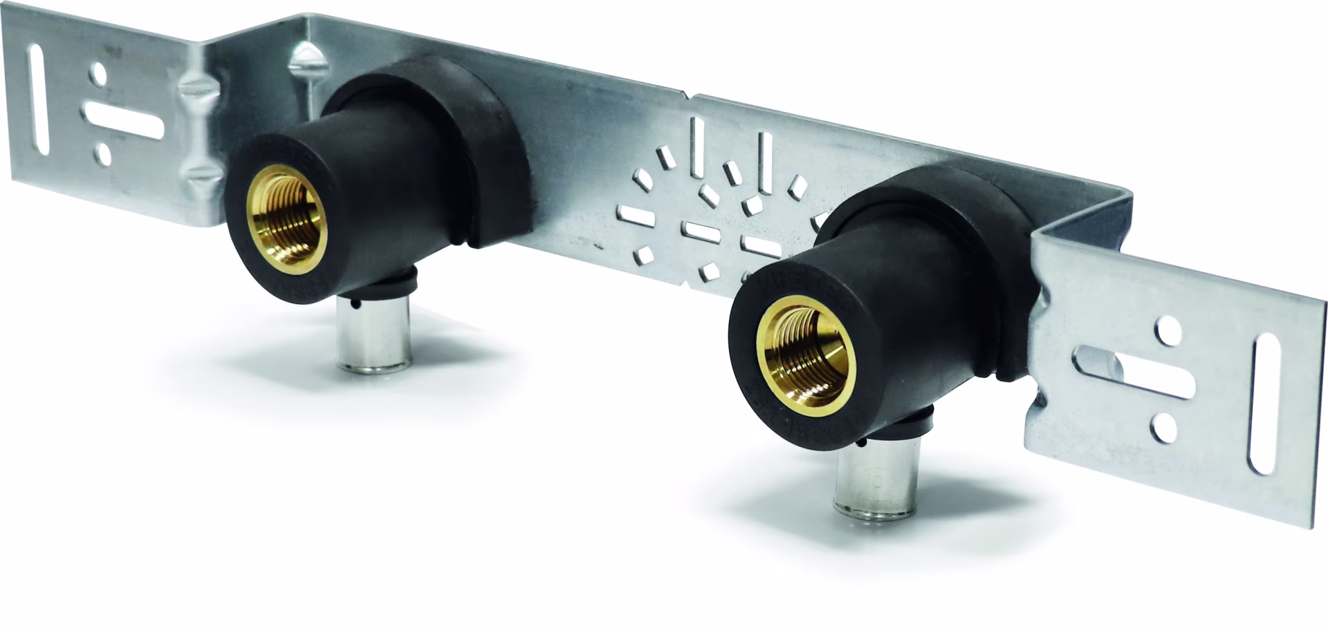 Kit de support mural pour raccord à sertir Pipetec avec plaque de montage et kit d'isolation acoustique de la catégorie raccords à sertir en laiton avec le numéro d'article PFWWSETGU2052SS