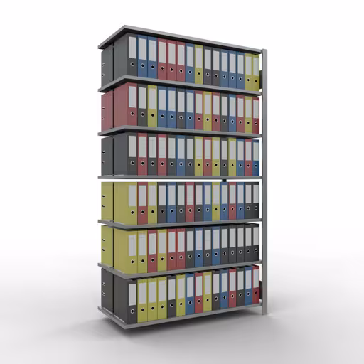 Figure n° 9 de l'article étagère complémentaire, étagère de bureau, système enfichable MULTIplus150, 2300 x 1300 x 600 mm, 7 étagères, galvanisées, avec butée centrale de la gamme d'étagères de bureau de Schulte Lagertechnik