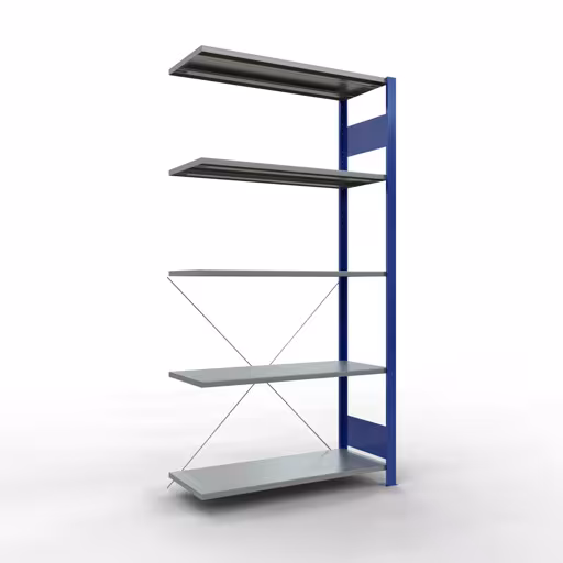 Figure n° 14 de l'article étagère complémentaire, étagère à étagères, système enfichable MULTIplus85, 2000 x 1000 x 400 mm, 5 étagères, traverse, RAL 5010 bleu gentiane du groupe de produits système enfichable de la marque Schulte Lagertechnik
