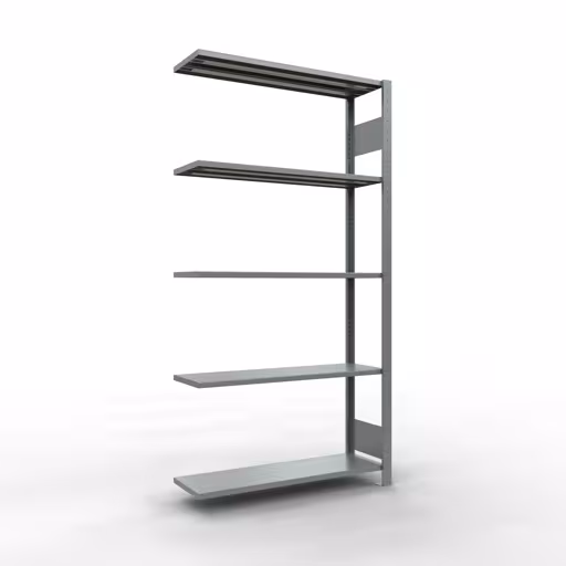 Scaffale aggiuntivo, scaffale, sistema a innesto MULTIplus150, 2000 x 1000 x 300 mm (AxLxP), 5 ripiani, barre longitudinali, zincato, ripiano aggiuntivo, articolo n. 12735-LR
