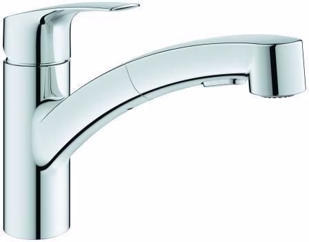 Miscelatore monocomando da cucina GROHE Eurosmart 30305 con bocca piatta e doppio getto estraibile, cromato, della categoria rubinetteria da cucina, codice articolo 6000695754