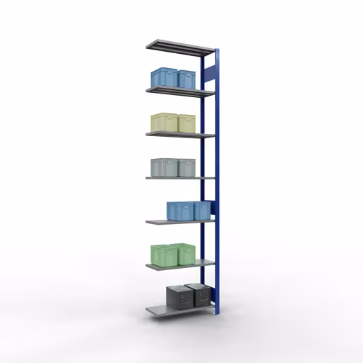 Rayonnage supplémentaire, étagère, système enfichable MULTIplus150, 3000 x 750 x 300 mm, 7 étagères, RAL 5010 bleu gentiane/galvanisé/galvanisé de la marque Schulte Lagertechnik de la gamme de produits du système enfichable