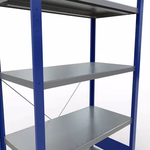 Scaffale base, scaffale, sistema a innesto MULTIplus250, 2000 x 1000 x 500 mm (AxLxP), 5 ripiani, traversa, RAL 5010 blu genziana/zincato della categoria scaffale base con GTIN 4004514283054 Scaffale base, scaffale, sistema a innesto MULTIplus250, 2000 x 1000 x 500 mm (AxLxP), 5 ripiani, traversa, RAL 5010 blu genziana/zincato della marca Schulte Lagertechnik della gamma sistemi a innesto