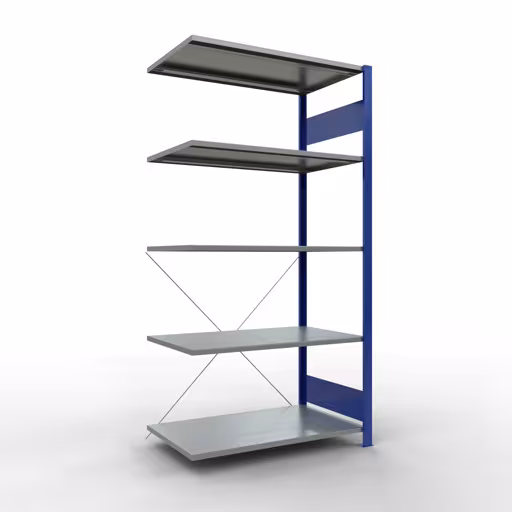 Figura n. 12 dell'articolo scaffale aggiuntivo, scaffale, sistema a innesto MULTIplus85, 2000 x 1000 x 600 mm (AxLxP), 5 ripiani, traversa, RAL 5010 blu genziana del gruppo di prodotti sistema a innesto della marca Schulte Lagertechnik