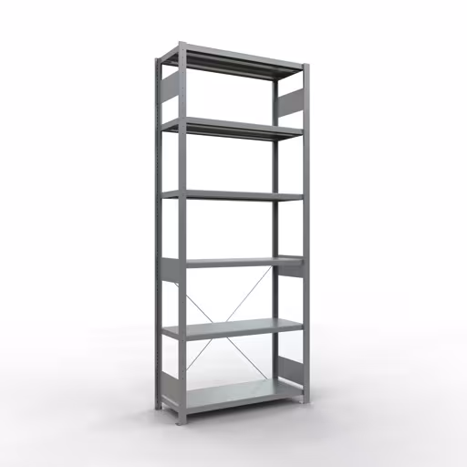 Étagère de base, étagère à étagères, système enfichable MULTIplus250, 2500 x 1000 x 400 mm, 6 étagères, galvanisées de Schulte Lagertechnik avec le numéro d'article. 12941