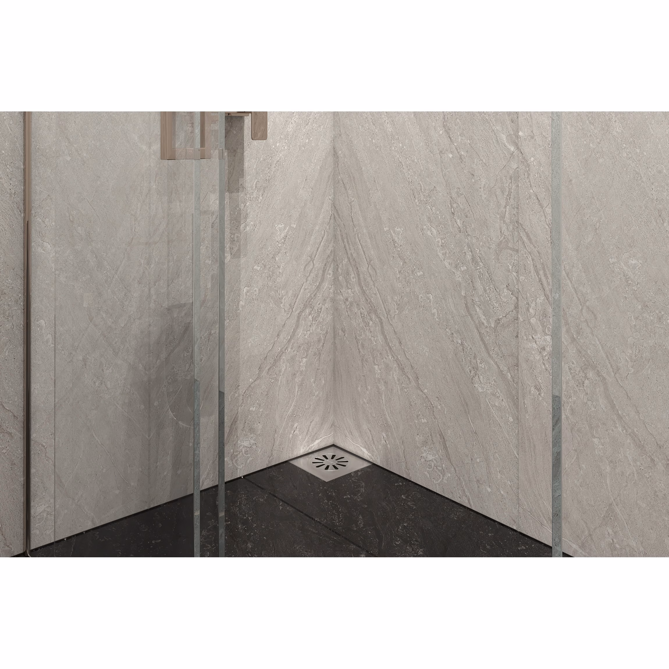 Siphon de sol MERT HK-SERIE complet en acier inoxydable avec grille, 100x100 mm, vertical