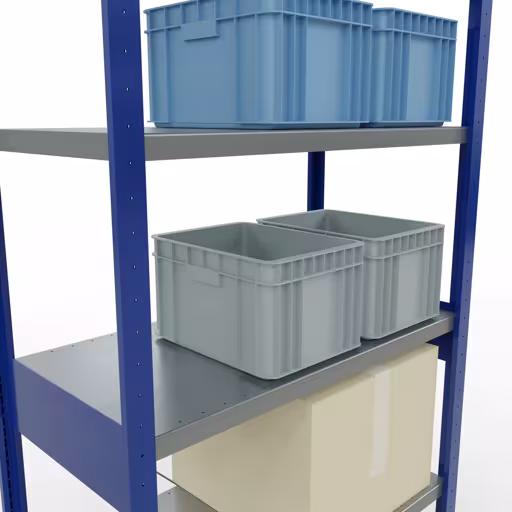 Figure n° 7 de l'article étagère de base, étagère à étagères, système enfichable MULTIplus330, 2500 x 1000 x 500 mm, 6 étagères, traverse, RAL 5010 bleu gentiane/galvanisé du groupe de produits système enfichable de Schulte Lagertechnik